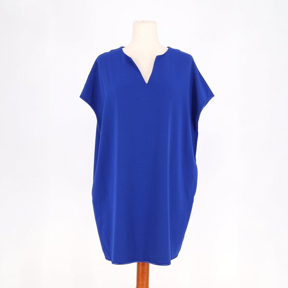 DIANE VON FURSTENBERG Korea Tunic Shift Crepe Dress Cosmic Cobalt Size XS - Picture 2 of 8